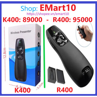  Bút Trình Chiếu Slide K400 R400 PowerPoint Laser 2.4G. Bút Chỉ Máy Chiếu Màu Đen Nút Ấn Nhạy Phiên Bản Nâng Cấp 2024 