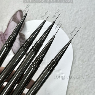  Set 5 chiếc cọ nét cán bạc siêu mảnh cho thợ nail có lẻ 