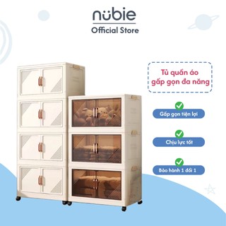 Tủ nhựa đựng quần áo gấp gọn, Tủ đựng đồ đa năng 3/4/5 tầng có bánh xe không cần lắp đặt