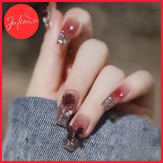 [Mã-D605] Móng Tay Giả Juliana Hoạ Tiết Bông Hoa Xinh Xắn Dành Cho Nữ Hộp 24 Nails Box (Tặng Kèm Keo + Dũa + Miếng Dán)