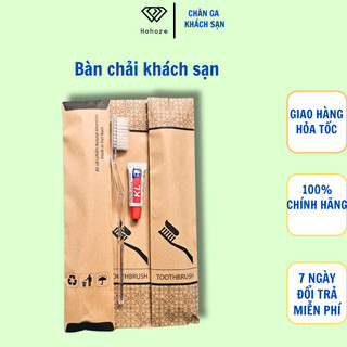 100 bộ bàn chải đánh răng cước mềm + kem đóng gói túi giấy krap cho nhà nghỉ và khách sạn