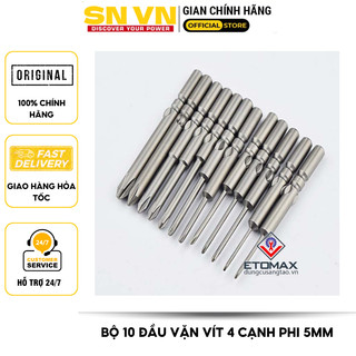 Bộ 10 đầu vặn vít 4 cạnh cao cấp trục 5mm, chiều dài 60mm,được làm từ vật liệu thép chất lượng cao