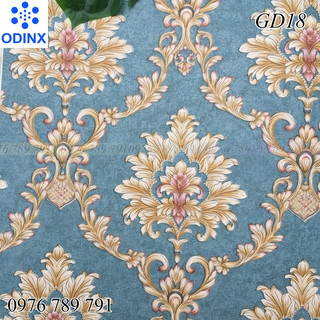 Giấy Dán Tường Hoa Văn Cao Cấp Sang Trọng Cho Phòng Khách, Phòng Thờ  Lụa Không Keo Khổ 53 cm