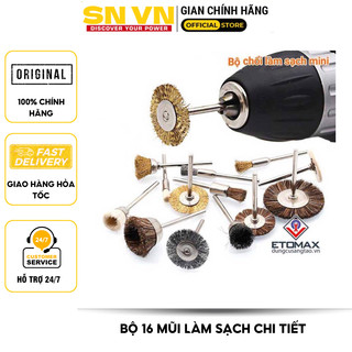 Bộ chổi đánh rỉ 16 PCS để bảo dưỡng hay làm sạch các bề mặt, các góc cạnh, các chi tiết máy nhỏ