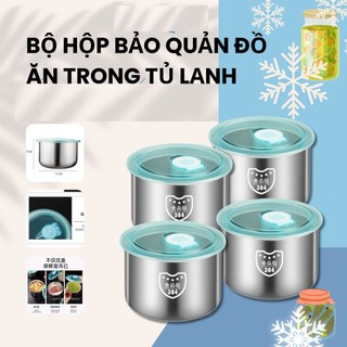 Set 5 hộp inox đựng thực phẩm giữ nhiệt, Khay inox tròn,chữ nhật, Hộp nhựa đựng thực phẩm có nắp đậy