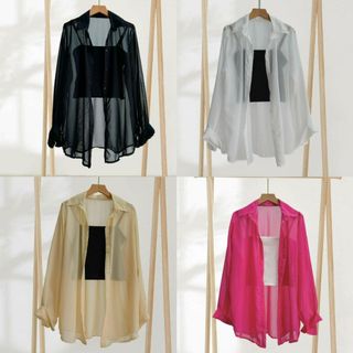 Áo sơ mi Voan Bigsize Nữ set kèm áo thun 2 dây phối xinh mặc hè mát mẻ thời trang năng động -SET915