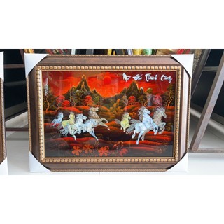 Tranh sơn mài mã đáo thành công cẩn ốc xà cừ cao cấp size 53x72 cm treo tường, trang trí nhà cửa, văn phòng, quà tặng tâ