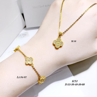 mặt dây chuyền 4 lá đá "eo vì" vàng