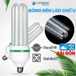 🔥 GIÁ SỈ 🔥Bóng Đèn LED Chữ U Chuôi E27 Tiết Kiệm Điện Ánh Sáng Trắng Vàng Công Suất 9W