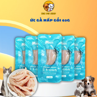 Combo 10 Gói Ức Gà Hấp Masti Cho Chó Mèo Ức Gà Ăn Liền Cho Thú Cưng Tiện Lợi Nhiều Dinh Dưỡng Túi 40g