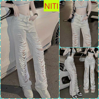 [ORAL1710] QUẦN JEANS ỐNG RỘNG NỮ LƯNG CAO RÁCH TẢ TƠI ĐÙI MÀU TRẮNG SIÊU HOT HIT CÁ TÍNH CHẤT CHƠI LAI CUỐN