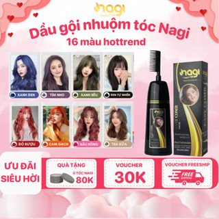 Dầu gội nhuộm tóc Nagi, dầu gội thảo dược chiết xuất từ thiên nhiên không gây khô xơ tóc chai 400ml