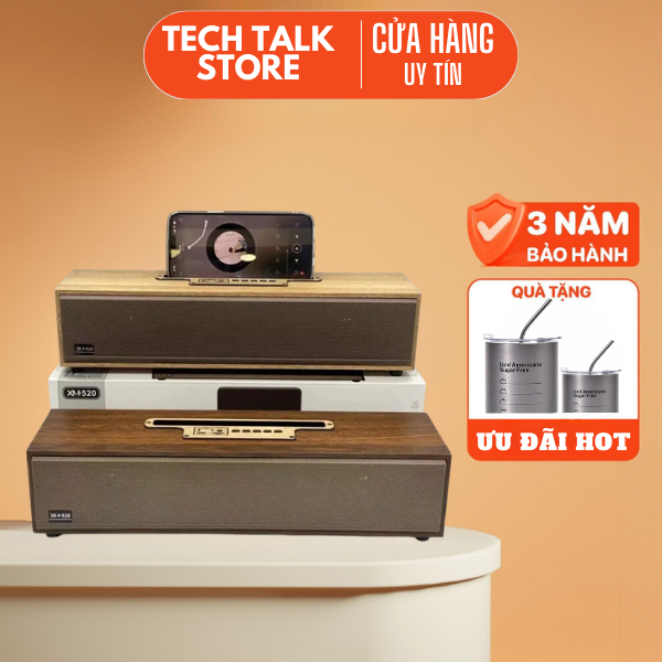 Loa bluetooth XM520 new 2024 Siêu Bass, Loa Để Bàn vỏ gỗ 20W thiết kế sang trọng Bass Cực Căng