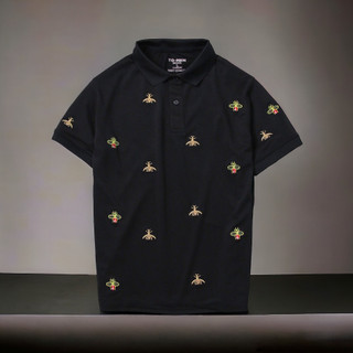 Áo thun cổ bẻ thêu Con Ong chỉ nổi, Áo polo nam Vải Thun Cotton co giãn 2 chiều dễ phối đồ.