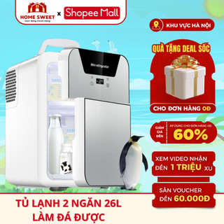 TỦ LẠNH MINI 26L Home Sweet CÓ 2 NGĂN- LÀM ĐÁ ĐƯỢC- Trữ thịt cá, hoa quả trái cây, nước mát và sữa mẹ_ Bảo Hành 12 táng