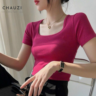 Áo cúp cổ vuông chauzi tay ngắn form ôm gọn nhiều màu chất thun co giãn thoáng mát an12