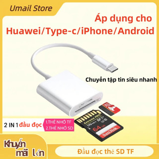 【Giá thấp nhất Đầu đọc thẻ nhớ type c SD TF 2 trong 1 cho iPhone/Huawei/Type-C/Android ,OTG sang USB