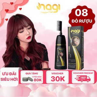 Dầu gội nhuộm tóc thảo dược màu Đỏ Rươu Nagi Liqueur Red 08 chiết xuất từ thiên chiên chai 400ml