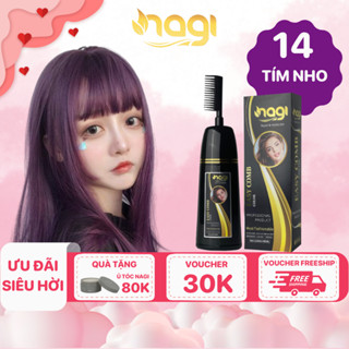 Dầu gội nhuộm tóc Nagi màu Tím Nho GRAPE VIOLET 14 chiết xuất từ thiên chiên chai 400ml