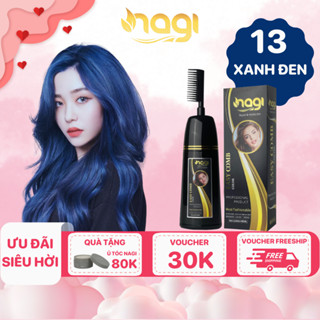 Dầu gội nhuộm tóc màu Xanh đen Nagi BLUE AND BLACK 13 chiết xuất từ thiên nhiên chai 400ml