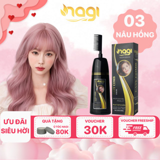 Dầu gội nhuộm tóc màu Nâu Hồng Nagi PINK BROWN 03 chiết xuất từ thiên nhiên chai 400ml