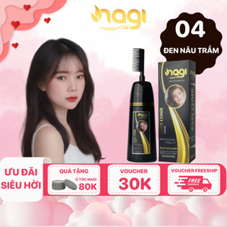 Dầu gội nhuộm tóc thảo dược màu Đen Nâu Trầm Nagi DARK BROWN 04 chiết xuất từ thiên nhiên chai 400ml