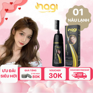 Dầu gội nhuộm tóc màu Nâu Lạnh Nagi Cold Brown 01 chiết xuất từ thiên nhiên chai 400ml