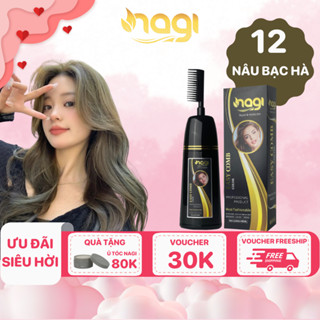 Dầu gội nhuộm tóc màu Nâu Bạc Hà Nagi Peppermint Brown 12 chiết xuất từ thiên nhiên chai 400ml
