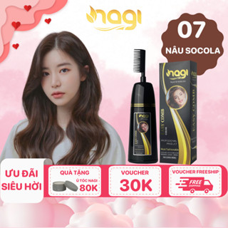 Dầu gội nhuộm tóc thảo dược Nagi Nâu Socola Chocolate Brown 07 chiết xuất từ thiên chiên chai 400ml