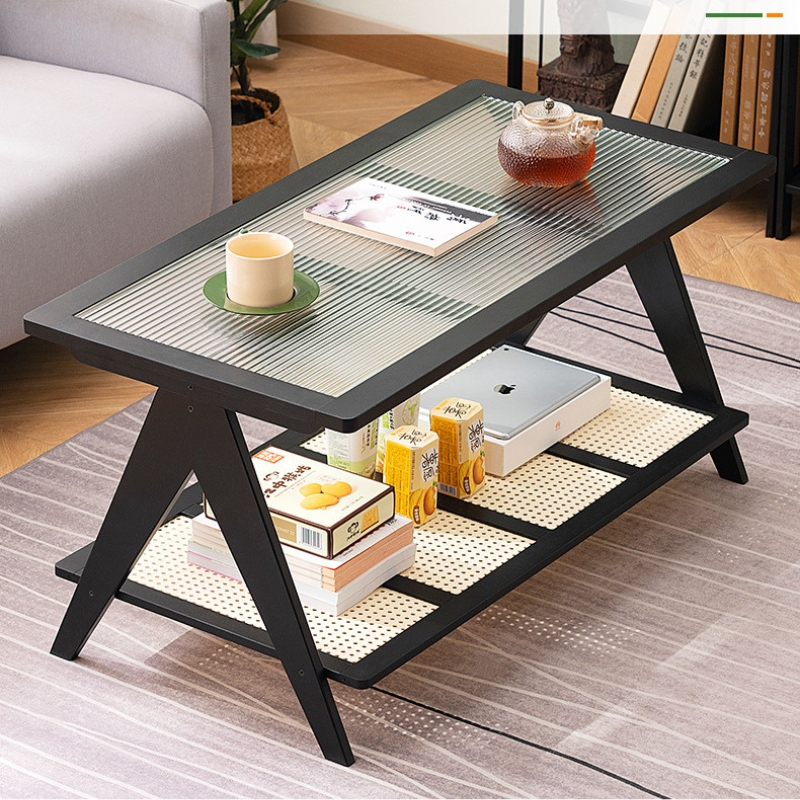 Bàn Trà Chữ Nhật 2 Tầng Mặt Kính Khung Tre, Bàn Cafe Decor Ban Công, Bàn Trà Phòng Khách Sang Trọng - Nội Thất Luna | BigBuy360 - bigbuy360.vn