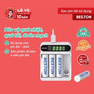 Sạc Pin Bes.ton Tái Sử Dụng, Pin Tiểu AA và AAA, Màn hình LED hiện thị, Bảo vệ quá nhiệt, quá tải, đoản mạch