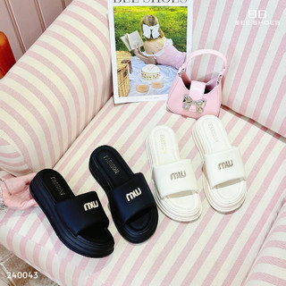 Dép nữ beeshoes - dép nữ bánh mỳ 4 phân sẵn màu đen kem 240043