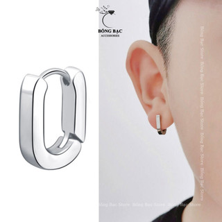 Khuyên tai nam Bống Bạc hình chữ U phong cách hip hop xi kim cao cấp BT0.26