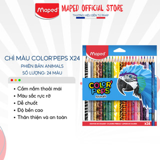 Chì màu Họa tiết Sinh vật Maped - Pháp 24 màu [Chính hãng]