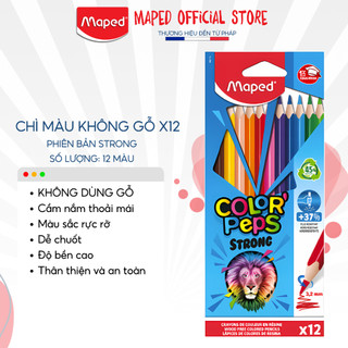 Chì màu Maped không gỗ STRONG - 12/24 màu/hộp