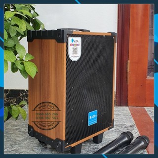 Loa kéo karaoke mini AZPro AZ 8 bluetooth 2 mic Loa kẹo kéo di động thùng gỗ giá tốt