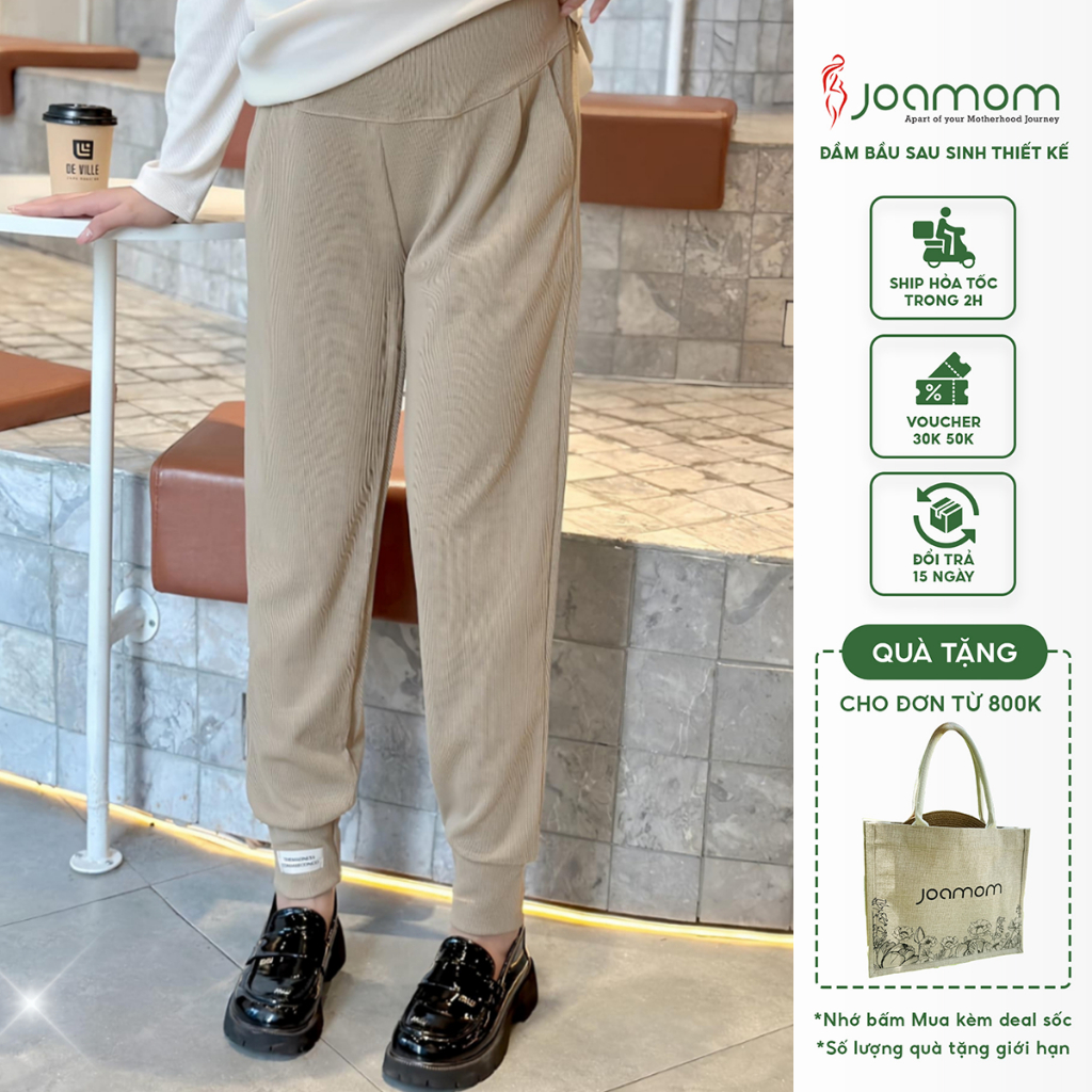 Quần Bầu Joamom Jogger Chất Nỉ Da Cá Dày Dặn Ấm Áp, Có Chun Rút Điều Chỉnh Qb064
