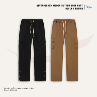 Quần túi hộp kaki Neverbegood dáng dài đính cúc Hidden Button Pant