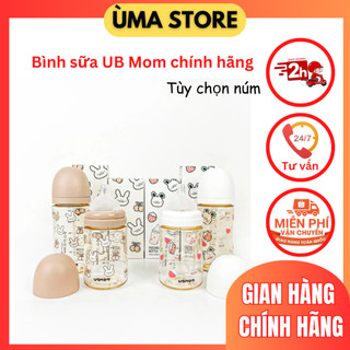 Bình sữa ti UBmom họa tiết Thỏ cherry, Thỏ dâu, Cún xù Hàn Quốc gắn được núm Moyuum size 200ml/ 280ml