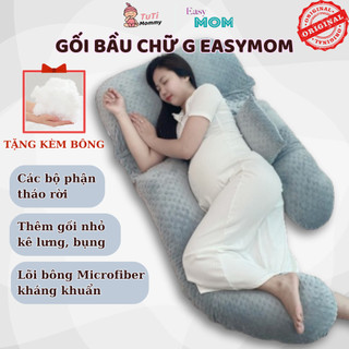 Gối Ôm Bà Bầu Chữ G EASYMOM Gác Chân, Gối Ôm Cho Mẹ Bầu Tặng Kèm Thêm Bông