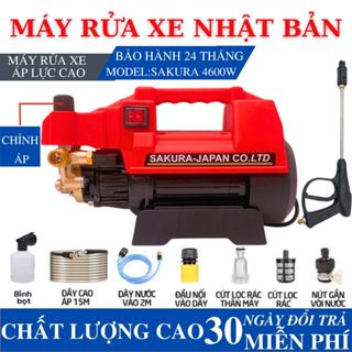 [ BH 24 THÁNG ] Máy rửa xe mini I Máy rửa xe cao áp Sakura 4800W - Có áp chống giật - Chống cháy