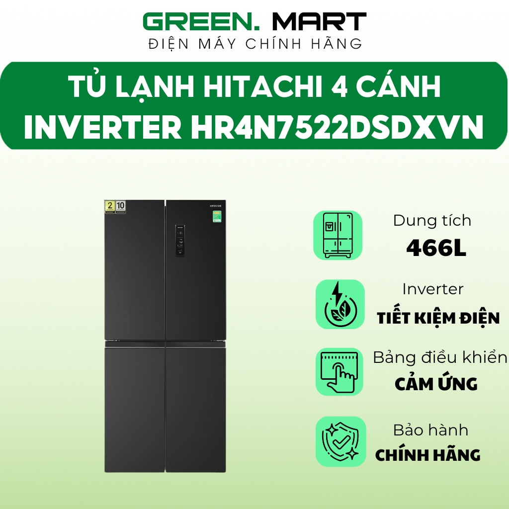 Tủ lạnh Hitachi Inverter 466L Multi Door HR4N7522DSDXVN | Tủ lạnh 4 cánh ngăn chuyển đổi nhiệt độ
