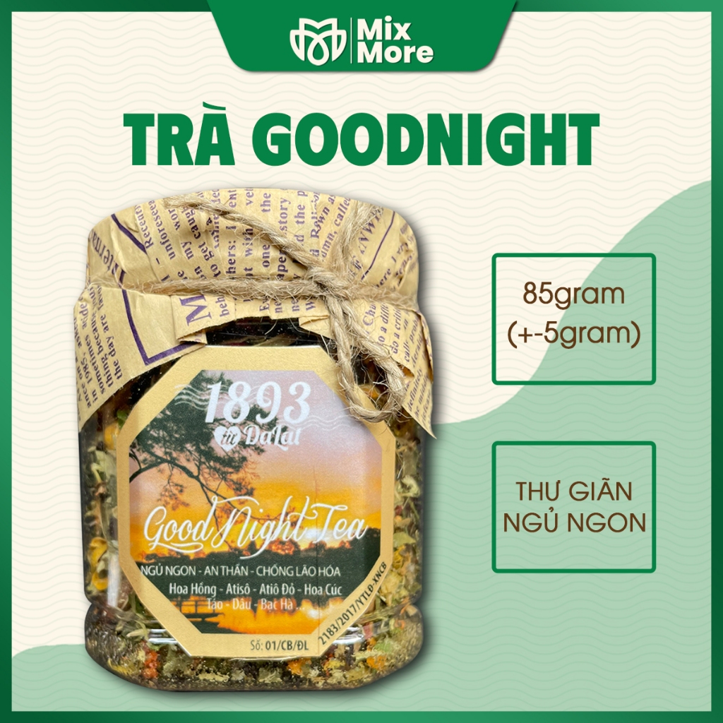 Trà ngủ ngon, hỗ trợ mất ngủ, thư giãn, trà hoa thảo mộc sấy khô Goodnight Đà Lạt 1893