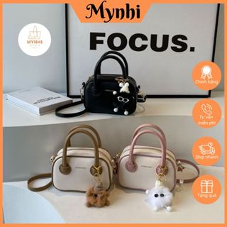 Túi xách nữ 2 quai đeo chéo đeo vai dáng boston da trơn mềm đẹp đi chơi đi làm tặng kèm móc gấu dễ thương SMN709