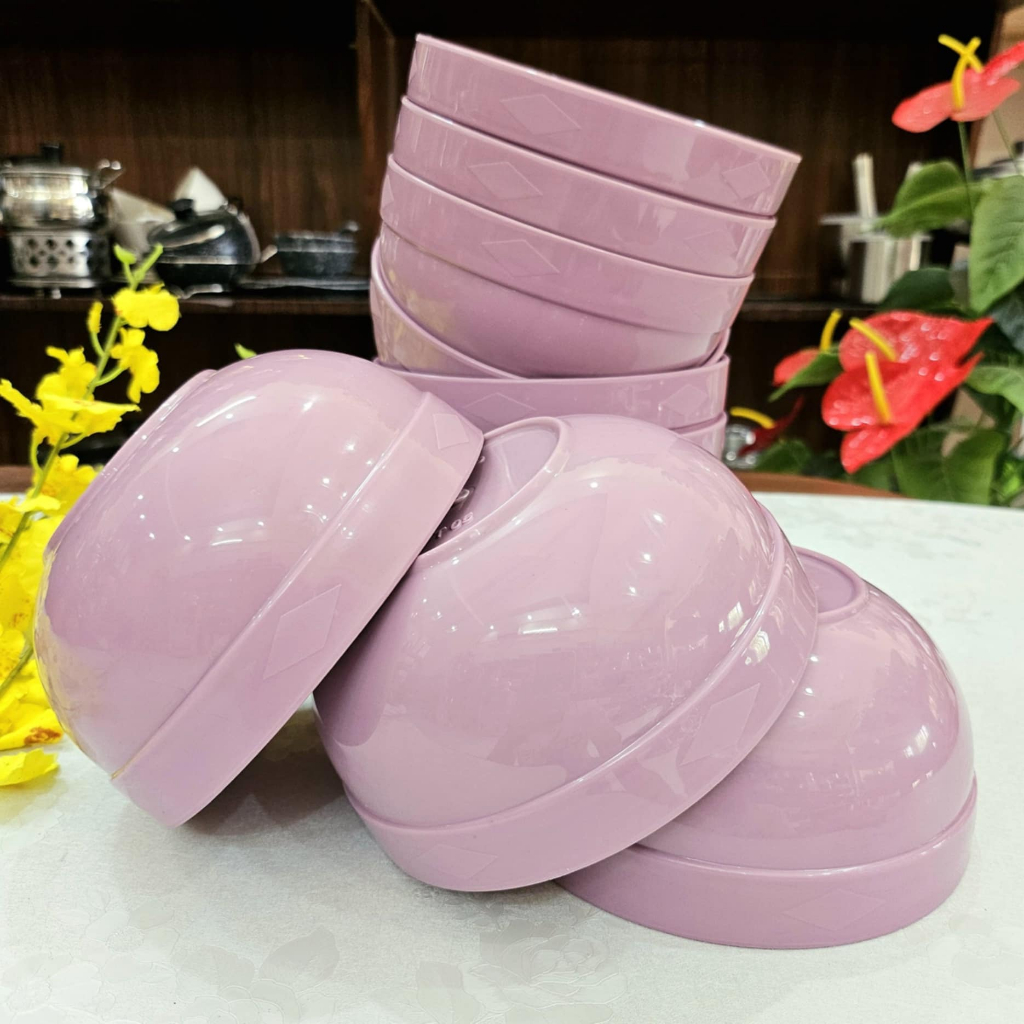 (5,10 cái) TÔ NHỰA SÂU 14cm màu TÍM pastel .Nhựa DẺO 700ml . Cứng cáp, bóng đẹp, dễ vệ sinh