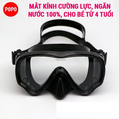 Mặt nạ lặn biển POPO 266 mắt kính cường lực, góc nhìn 180 độ cho bé từ 4 tuổi