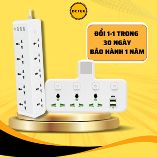 Ổ Cắm Điện DCTEK Chịu Tải 2500W - 3000W, An Toàn Chống Giật, Nhựa PC Cao Cấp Chống Cháy, Dây Dài