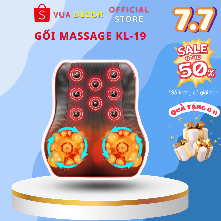 Gối Massage Cổ Vai Gáy, Máy Massage Hồng Ngoại KL - 19 Cao Cấp Hỗ Trợ Mát Xa Toàn Thân Tiện Lợi ( Bảo Hành 12 Tháng)
