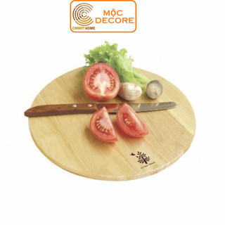 Thớt Gỗ Tròn Đức Thành Có Lỗ Treo Chất Liệu Gỗ cao Su Bền Đẹp - Kích Thước D22 x 1 Cm - MS 07901