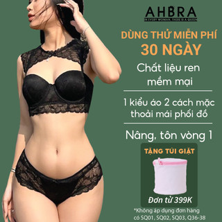 Set đồ lót nữ ren mềm mại mút dày 3cm, gọng mềm nâng ngực ahbra g79 quần lót thiết kế cạp ngang phối ren quyến rũ